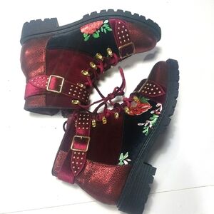 Shoe Republic Floral Design Multicolor Women's Ankle Boots Size 10M